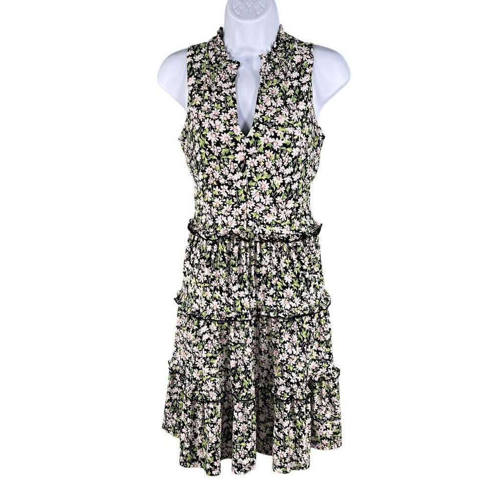 Tommy Hilfiger Womens 8 Ruffle Tiered Daisy Floral Sleeveless Dress Cottagecore